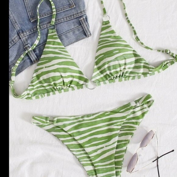 SHEIN Other - SHEIN NWOT Tanga Zebra Stripe Triangle Bikini